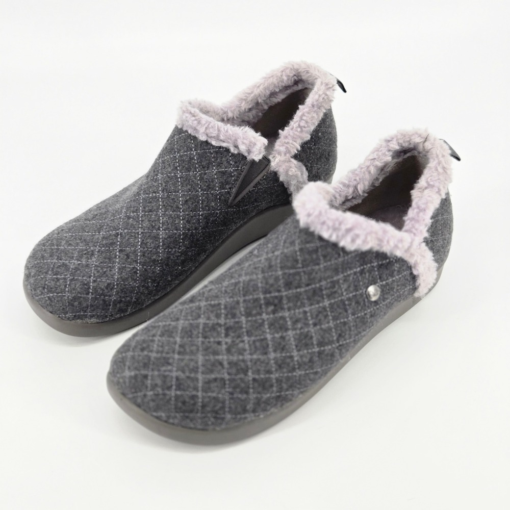 Alegria Cozee Grey Quilted Faux Fur Slip On Slipper Shoes Womens 41 42 No Tag 11